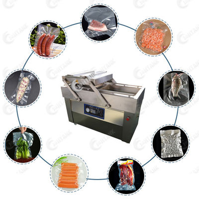 Food Meat Vegetable Sausage Rice Dual Chamber Vacuum Sealer Commercial