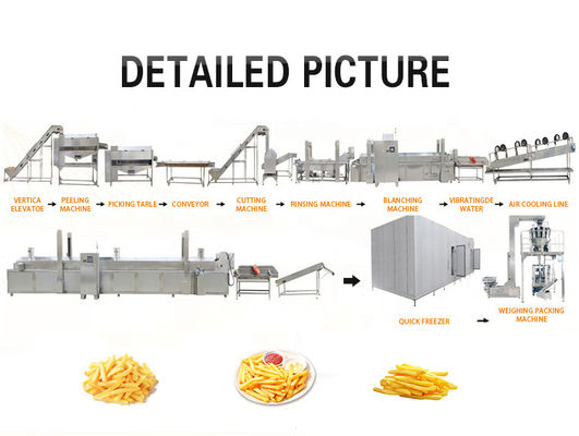 304 Stainless Steel Full Automatic Potato Chips Making Machine 500kg/h
